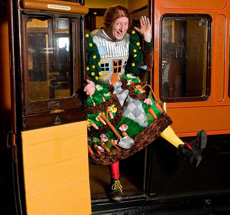 Berwick in full dame mode, when it was announced the panto was moving to the NRM. Photograph: Colin Richardson